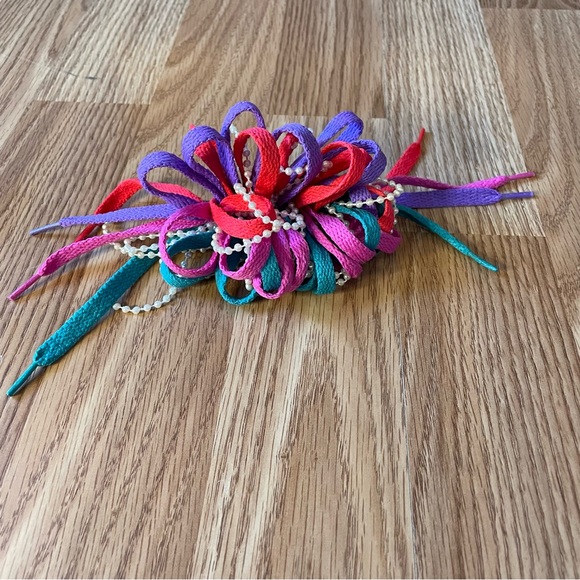 Vintage Accessories Vintage 9s Purple Blue Shoelace Pearl Beaded